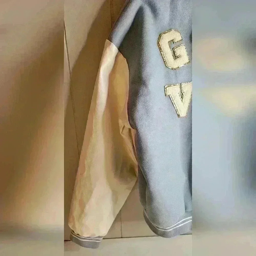 BaeVely Girls Club Good Vibes Bomber Jacket Blue White Juniors Large - Picture 5 of 11